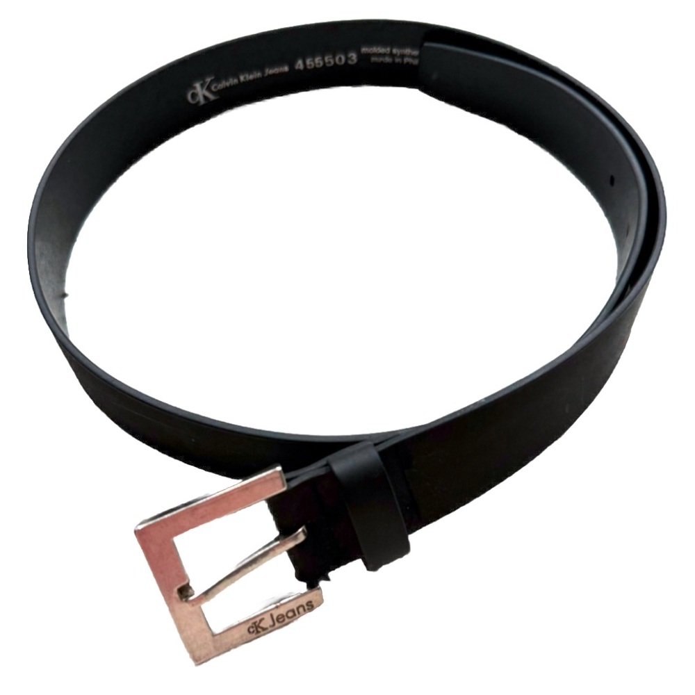 Calvin Klein Jeans Belt Women’s M Black/Silver Buckle Synthetic Rubber